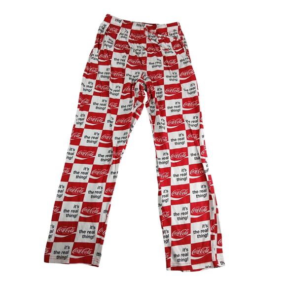 Coca-Cola Pajama Pants Womens Medium Red Coke Loungewear Checker Stretch Cotton - Picture 1 of 7